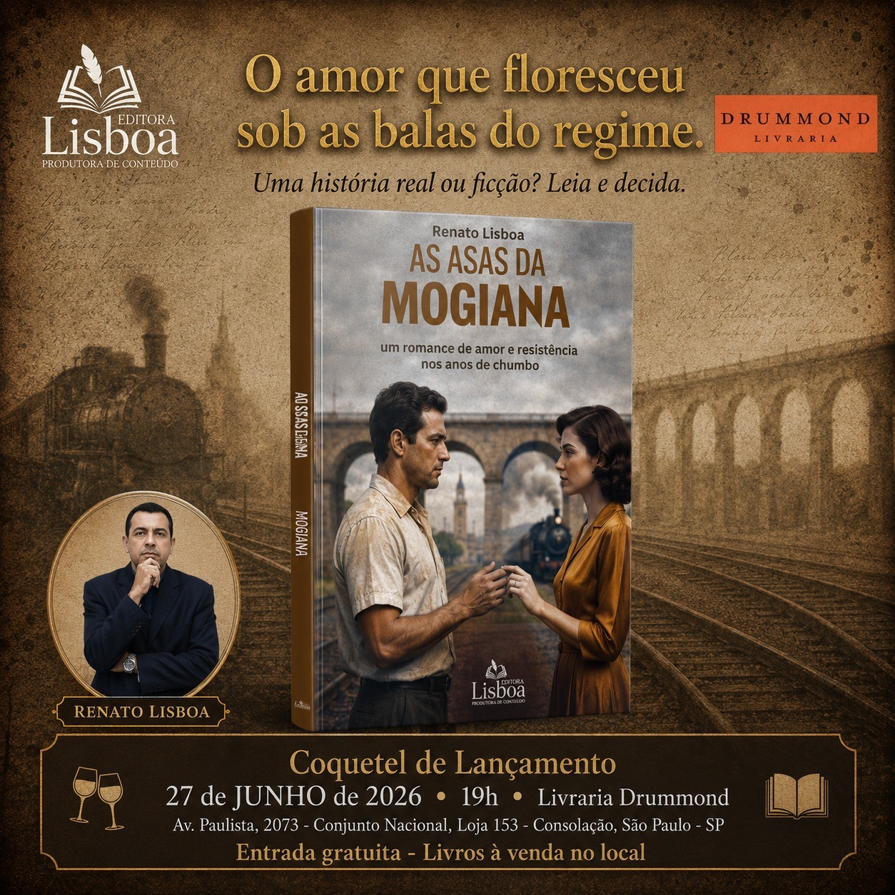 Livraria Drummond recebe lançamento do livro “Asas da Mogiana”